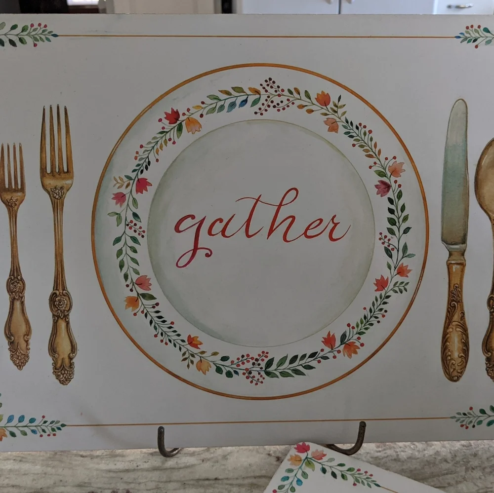 Benson Mills Cork Backed Placemats 4 Inc. Gather Plate & Utensils